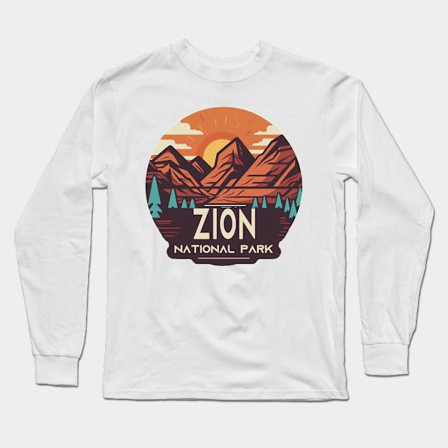 Zion National Park Long Sleeve T-Shirt by GreenMary Design